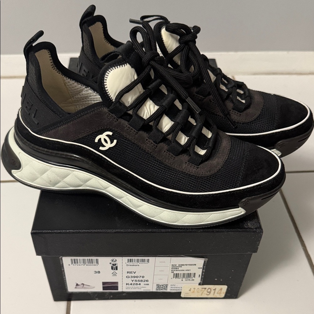 CHANEL Women’s Black and Cream Sneakers